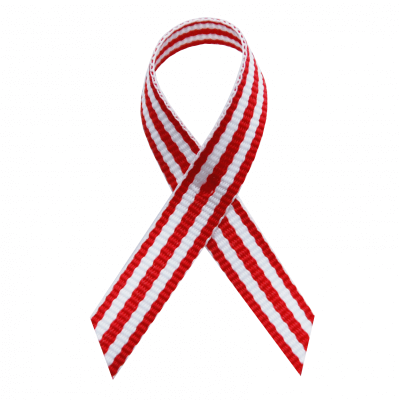 Red and White Pinstripes Awareness Ribbons | Lapel Pins