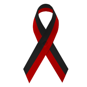 Black and Red Fabric Awareness Ribbons - 250 ribbons / ba4