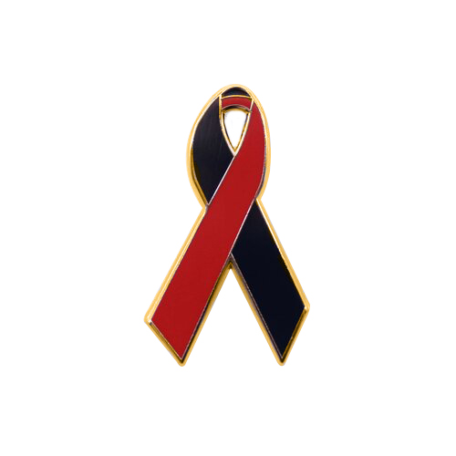 Black and Red Fabric Awareness Ribbons - 250 ribbons / bag