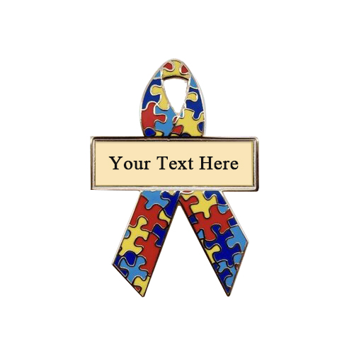 Puzzle Pieces Personalized Awareness Ribbons | Lapel Pins