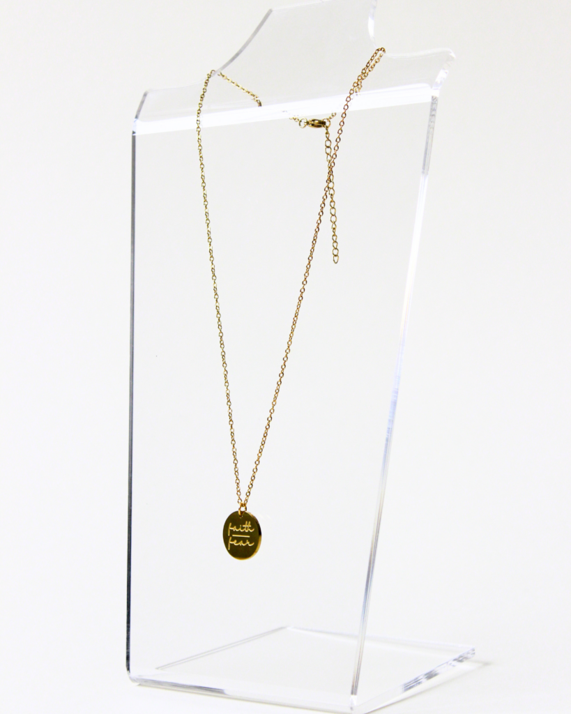 faith over fear necklace gold long