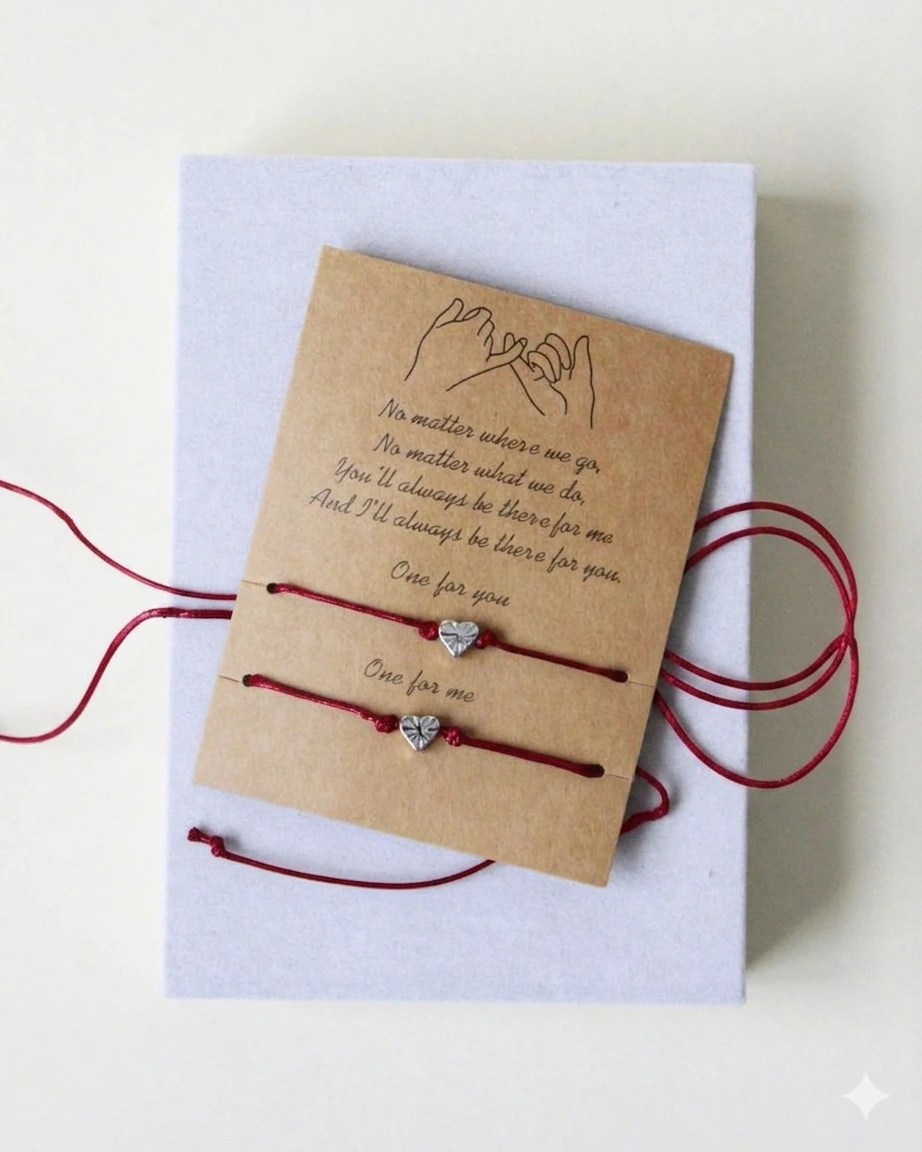 Jewelry – String Thread Bracelet with Charm – Red – Unisex (2) Jewelry - String Thread Bracelet with Charm - Red - Unisex - Image 1
