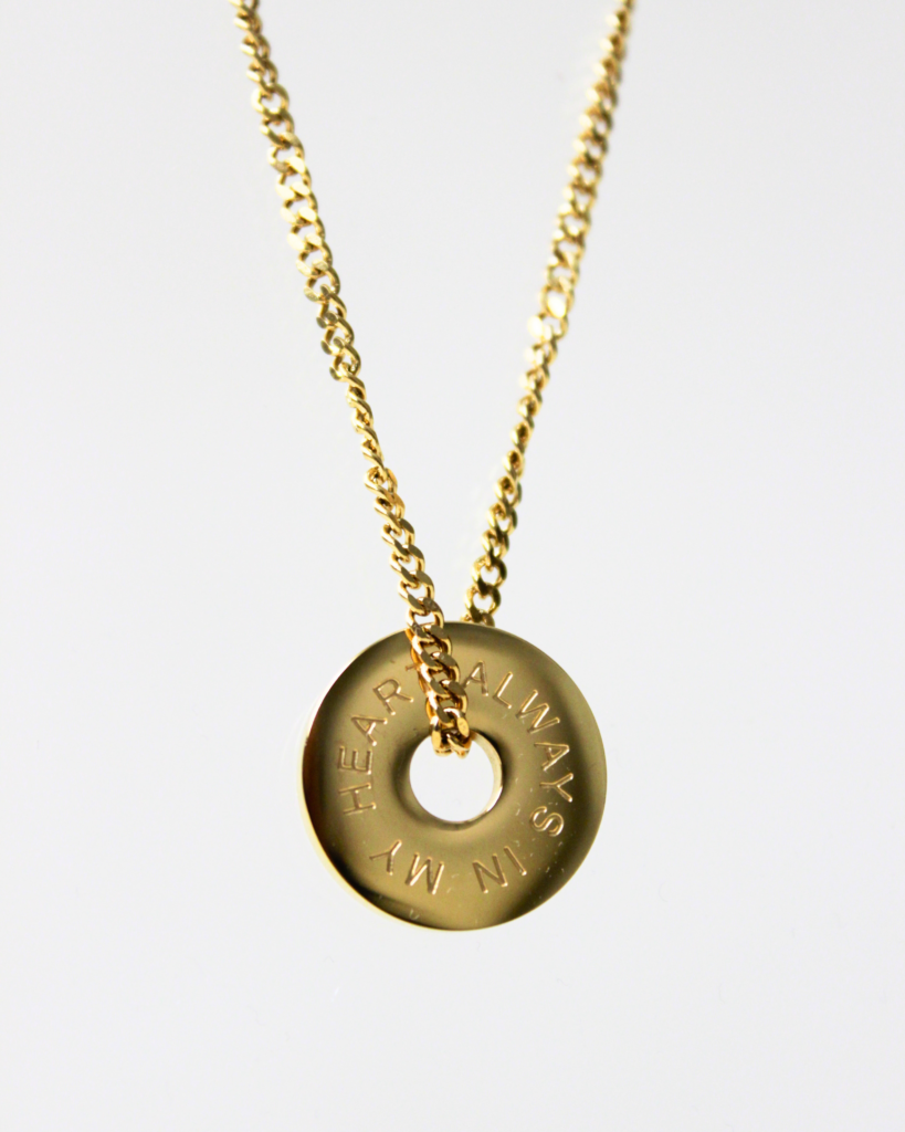 always in my heart necklace in gold for survivors and loved ones