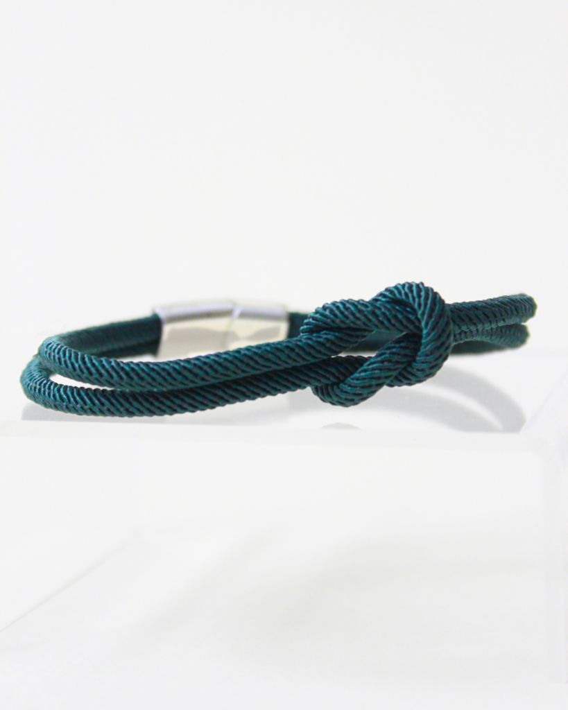 black rope bracelet with silver clasp