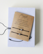 black string bracelet with hearts back