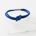 blue knot rope bracelet with silver clasp