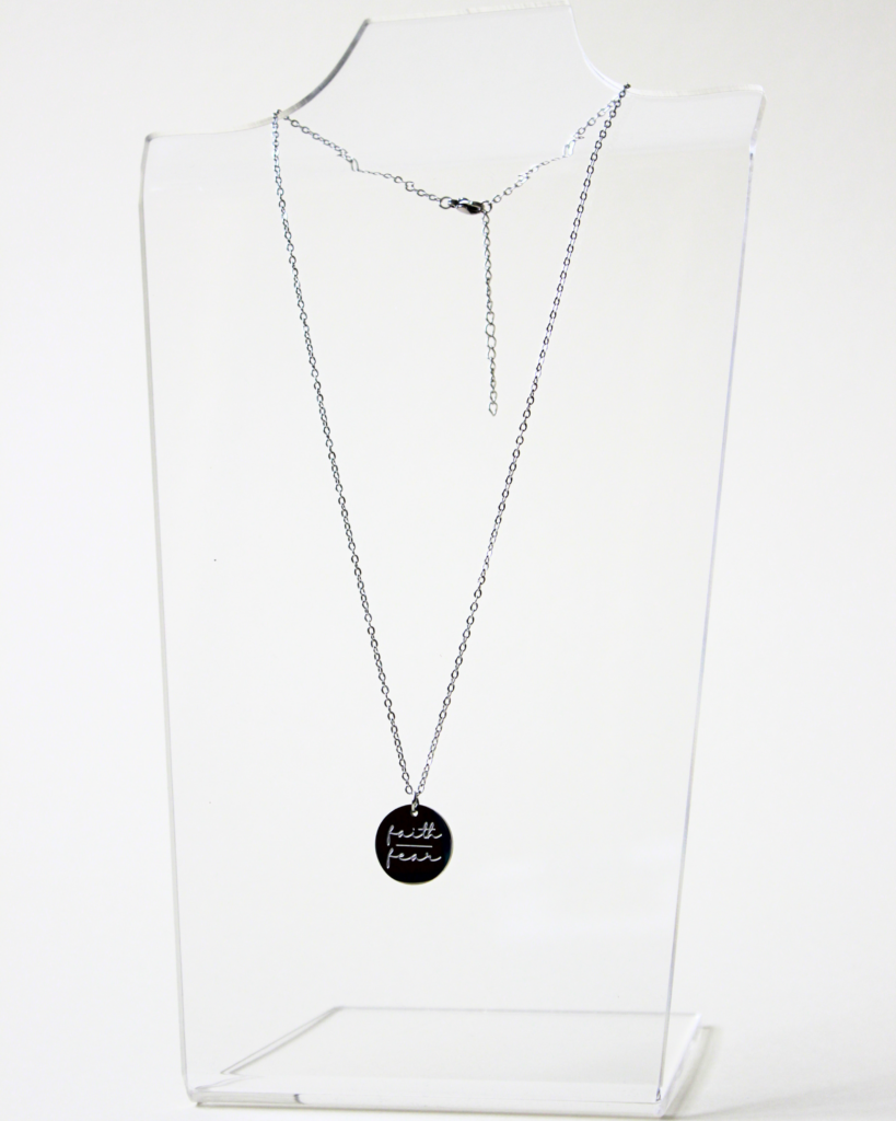 faith over fear survivor necklace silver long