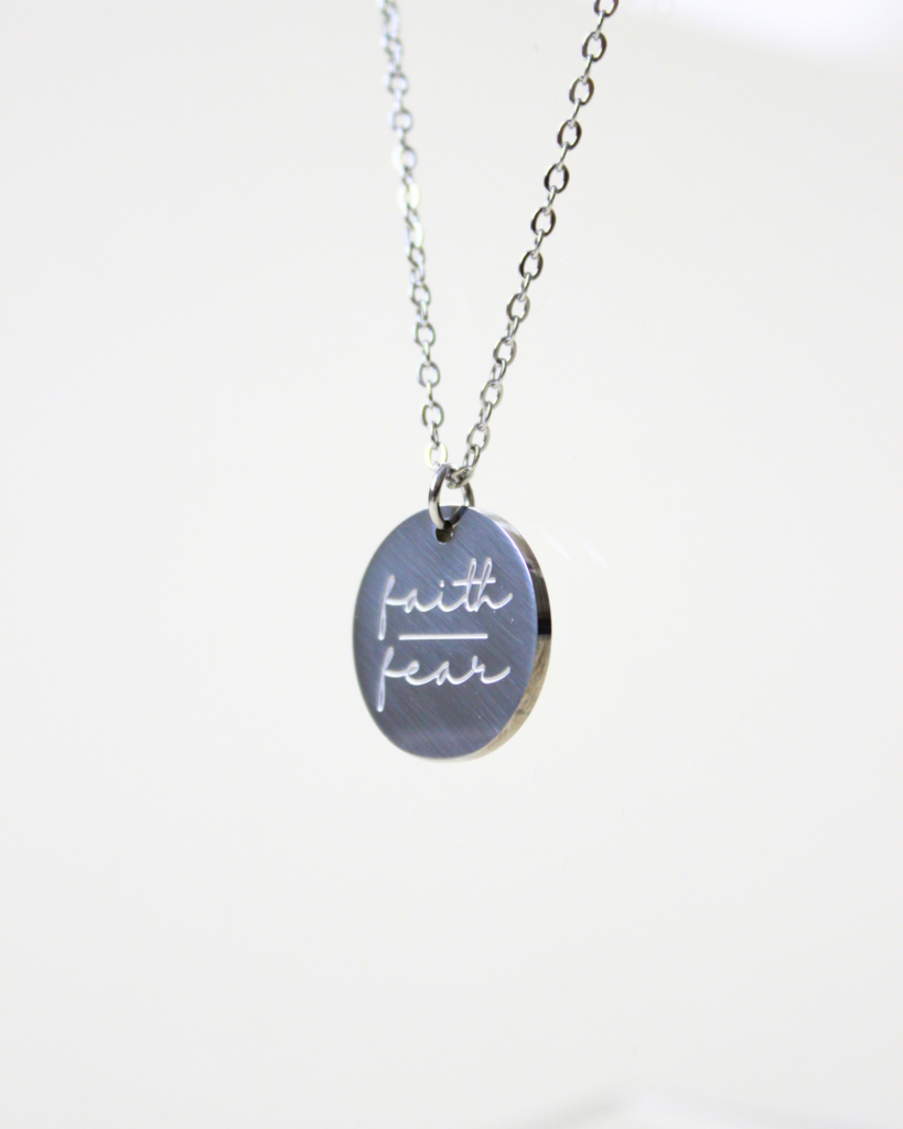 faith over fear survivor necklace silver