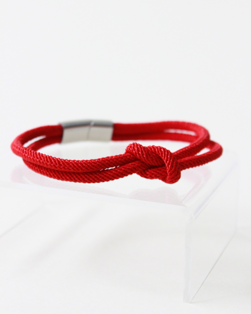 red rope knot bracelet with silver clasp